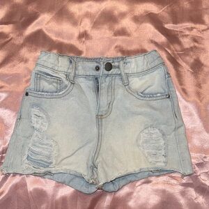 Light Blue Distressed Denim Shorts